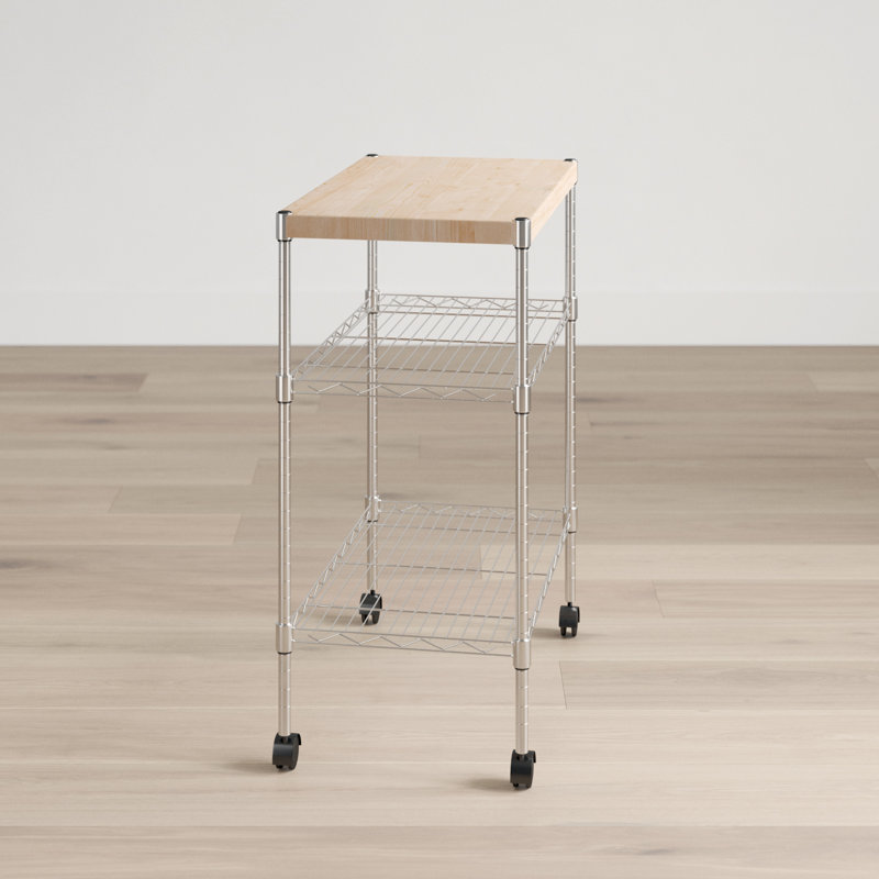 Wayfair Basics® Adjustable Kitchen Cart Manufactured Wood Top & Reviews